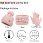 Enwokran Bonnet Echarpe Femme Tricotés Ensemble D'hiver Bonnet écharpe Gants D'écran Tactile 3 en 1 Doublé Polaire épais Bonnet