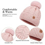 Enwokran Bonnet Echarpe Femme Tricotés Ensemble D'hiver Bonnet écharpe Gants D'écran Tactile 3 en 1 Doublé Polaire épais Bonnet