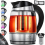 KESSER® 1,8L Bouilloire en acier inoxydable avec filtre à thé et filtre anticalcaire | Bouilloire avec éclairage LED - Couleur e