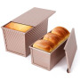 VINATO 2 Pièces Moule Pain de Mie, Moule Pain de Mie avec Couvercle, 21 x 12 x 11,7cm + 19 x 9,5 x 8cm, Rectangulaire Moule a Br