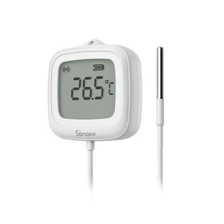 SONOFF SNZB-02LD Capteur de température étanche Zigbee avec sonde en acier inoxydable de 1,5 m, écran LCD, plage -40~115°C, surv