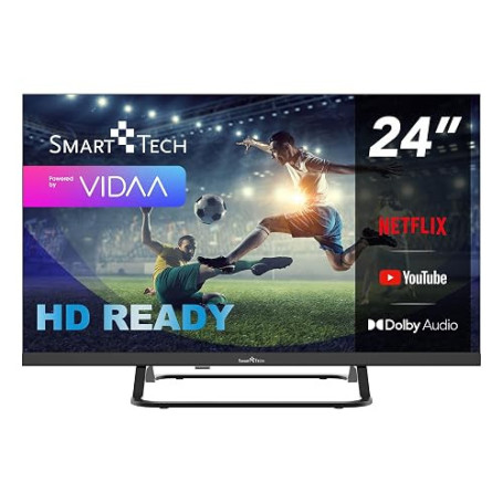 Smart Tech TV LED HD 24' (60 cm) 24HV02V Smart TV VIDAA - Molotov, Netflix, Prime Video, Disney+, Youtube, Plex - 3xHDMI - 2xUSB