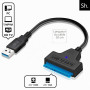 Sh. Câble SATA USB 3.0, Adaptateur USB vers SATA 2,5", UASP 5 Gbps | Convertisseur SATA vers USB pour Disque Dur SSD HDD 2.5", L