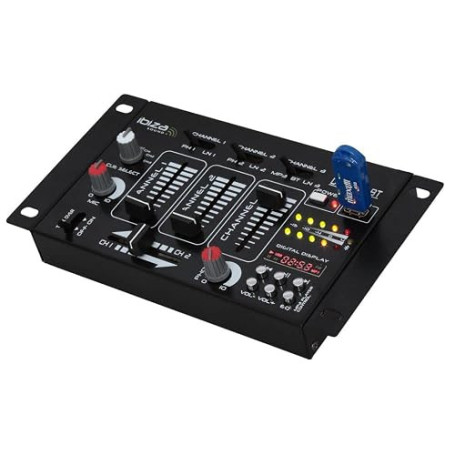 Ibiza - DJ21USB-BT - Table de mixage à 4 voies/7 canaux et diverses entrées - Bluetooth et USB - Noir