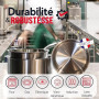 MENASTYL - Batterie de cuisine 7 pièces inox 18/10 Triply tous feux dont induction fabriquée en France sans PFAS - Compatible la