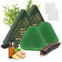 2 Pains Shampoing Solide Triangulaire, Savon Vert pour Cheveux | Aux Feuilles De CyprèS Et à L'Herbe Usman Pour La Croissance,Le