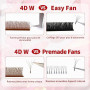 FADVAN Faux Cils Individuel Naturel - 4D W Marron Extension Cils Professionnel - D Curl Bouquet Prefait Volume Russe(0.07mm,8-14