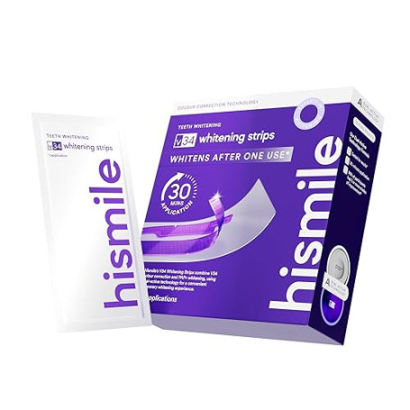 Hismile V34 Lot de 14 bandes blanchissantes pour blanchiment des dents, traitement des taches dentaires violettes, 14 pièces