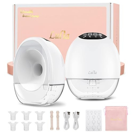 Lulia Tire Lait Electrique Main Libre, Double Tire-lait Portable Sans Fil | Pompe Lait Maternel Silencieuse Avec 4 Modes & 9 Niv