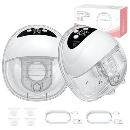 YGiTK Tire-Lait Électrique Mains Libres, Lot de 2, Forte Aspiration, 4 Modes & 12 Niveaux, Silencieux et Portable, Bride 27 mm a