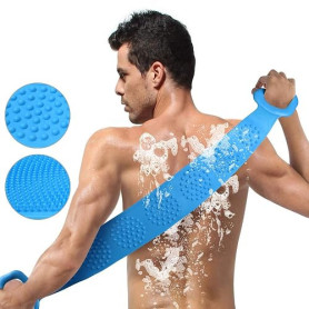 URAQT Brosse de Bain, 73cm Longueur Brosse Arrière en Silicone | pour Le Dos Double Face de la Douche à Bulles à Une Touche pour