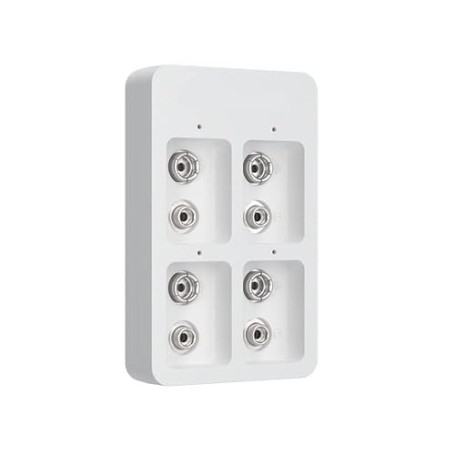 FEETER Chargeur de Batterie 4 Emplacements 9V avec Indicateurs LED Câble USB pour Batteries Rechargeables 9V Ni-/Ni-CD/Li-ION
