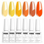 Vishine Vernis à ongles Gel Semi-permanent 6 Couleurs, Ensemble de Vernis Gel Couleur Jaune Orange Citrouille, Couleurs Tourneso
