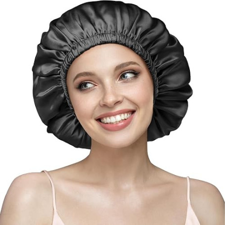 Umisleep Bonnet de Nuit en Soie 22 Momme - 100% Soie de mûrier - Double Bonnet en Soie pour Cheveux bouclés - Respirant et Ajust