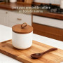 VOSSOT Bocal en céramique avec couvercle 260ml – Petite boîte hermétique à sucre avec poignée et cuillère – Idéal comme boîte à