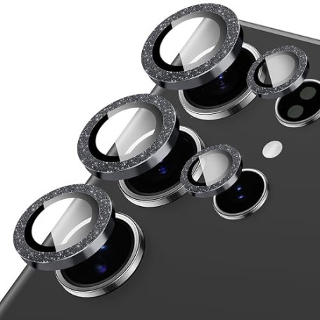 Oelrstfe Caméra Arrière Protection pour Samsung Galaxy S24 Ultra Verre Trempé,Pailleté Protecteur Objectif Lentille,9H Dureté HD