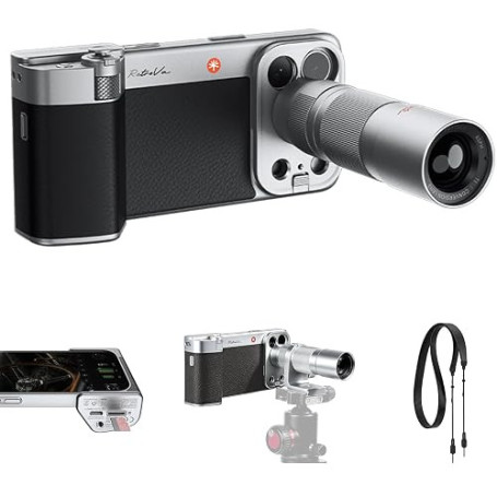 PGYTECH RetroVa Coffret Tout-en-Un iPhone 17 Pro Max, avec Téléobjectif 2.35x, Coque Vintage, Poignée Bluetooth pour Smartphone,