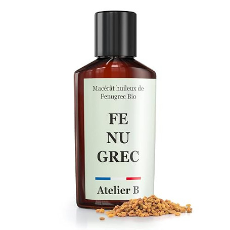 Atelier B — Huile de Fenugrec Bio 50 ml — Pousse & Brillance Cheveux, Raffermissement Corps — Pressée à Froid, Fabriquée en Fran