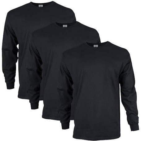 Gildan T-Shirt en Ultra Coton, À Manches Longues, Style G2400 T-Shirt Homme (Lot de 3)