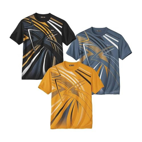 ATLAS FOR MEN - Lot de 3 Tee-Shirts Homme -T-Shirts à Manches Courtes - Disponible en Grandes Tailles du M au 5XL