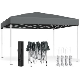 SONGMICS Tonnelle 3 x 3 m, Pliable, Protection Solaire, Portable | Chapiteau, Résistante aux Petites Pluies, pour Cour, Jardin,