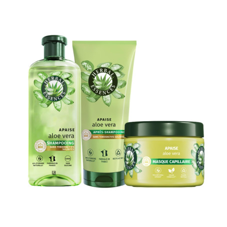 Herbal Essences Apaise Shampooing Coffret Aloe - Sans Sulfates | Hydrate, Nettoie et Nourrit Les Cheveux Très Secs. Parfum Jasmi