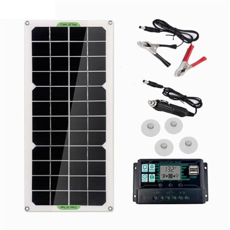 30W Panneau Solaire Voiture Van Bateau Caravane Camping-Car Trickle Portable 12V Chargeur de Batterie avec ContrôLeur 100A