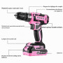 Perceuse électrique sans fil : DEKOPRO Perceuse sans fil rose 20 V pour femmes perceuses avec batterie et chargeur, kit de perce