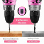 Perceuse électrique sans fil : DEKOPRO Perceuse sans fil rose 20 V pour femmes perceuses avec batterie et chargeur, kit de perce