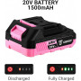 Perceuse électrique sans fil : DEKOPRO Perceuse sans fil rose 20 V pour femmes perceuses avec batterie et chargeur, kit de perce