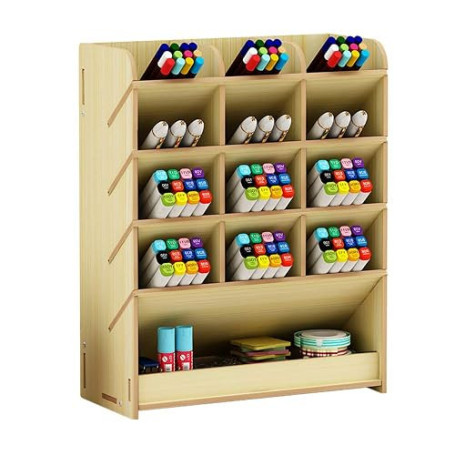 Hggzeg Boîte de rangement en bois multifonction pour stylos à la maison, au bureau et à l’école Érable blanc.