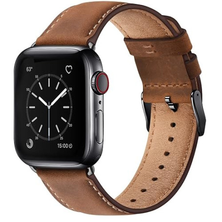 WFEAGL Compatible avec Bracelet Apple Watch 44mm 45mm 49mm 46mm 42mm(Séries 3 2 1),Bracelet de Cuir Véritable Remplacement pour