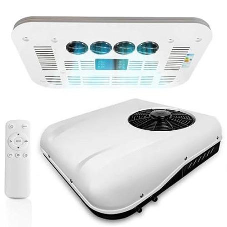 Climatiseur de toit pour camping-car, Climatiseur de RV stationnement 12V/24V, avec compresseur à spirale, silencieux, pour camp
