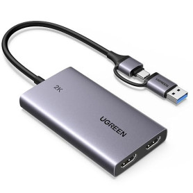 UGREEN Carte Acquisition Vidéo HDMI 4K 30Hz Entrée USB C USB A 3.1 2K 30Hz | Enregistrement en Boucle Streaming Carte de Capture