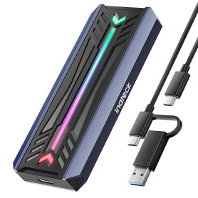 Inateck Boîtier SSD M.2 NVMe SATA avec RGB, USB 3.2 Gen 2 (10 Gbps) Prise en Charge UASP Trim pour NVME/SATA SSDs 2242/2260/2280