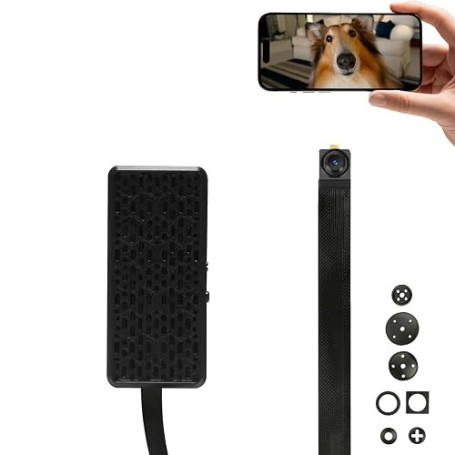 WIWACAM MW5L Caméra Espion WiFi 2K Ultra HD, Tiny Objectif, 800mAh Batterie, Camera sans Fil WLAN de Surveillance Interieur, dét