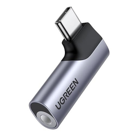 UGREEN Adaptateur USB C Jack 3.5mm Micro TRRS Coudé 90 Degrés Adaptateur | Écouteurs Casque Audio DAC Compatible avec iPhone 17