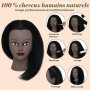 Yekavo Tête de mannequin afro 100 % cheveux humains pour coiffure, tressage, coiffeur, coiffeur, cheveux longs, tête d'entraînem