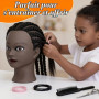 Yekavo Tête de mannequin afro 100 % cheveux humains pour coiffure, tressage, coiffeur, coiffeur, cheveux longs, tête d'entraînem