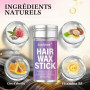 Soodyoow Bâton de Cire pour Cheveux 75g avec 3 Brosses, pour Lisser et Discipliner les Cheveux Rebelles et les Frisottis, Finiti