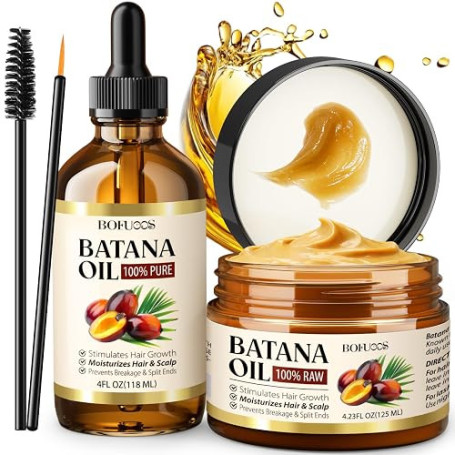 Bofuoos Huile de Batana Pour Cheveux, 100% Pure Pressée à Froid Batana Oil | Naturelle Huile de Batana du Honduras, Restaure les
