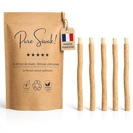 Pure Siwak Lot de 5 Siwak baton siwak miswak baton de siwak | Marque Française - Lot de 5 Siwak, baton siwak, brosse a dent soup