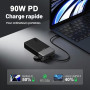 JUOVI Batterie Externe 90W 20000mAh USB-C Câble Détachable Charge Rapide | Power Bank USB-C 90W avec câble détachable, recharge