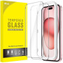 JETech Verre Trempé pour iPhone 15, Lot de 2 | 9H Protection D'écran, Transparent HD, Protection Anti-Rayures, Outil d'Installat