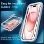 JETech Verre Trempé pour iPhone 15, Lot de 2 | 9H Protection D'écran, Transparent HD, Protection Anti-Rayures, Outil d'Installat