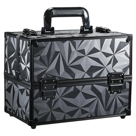 Mallette à Maquillage Valise Maquillage Coffret Rangement avec Doubles Serrures Maquillage Aluminium Boîte de Cosmétique Organis
