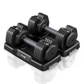 Dripex Haltères Musculation Réglables 2 à 41 kg, 5/10 Poids Ajustables | Avec base de rangement, réglable en 1 seconde, compact