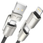 RAVIAD Câble Multi USB, 4 en 1 Câble Universel [1M] Multi USB Câble de | Chargement en Nylon avec USB C/USB A vers Lightning, US
