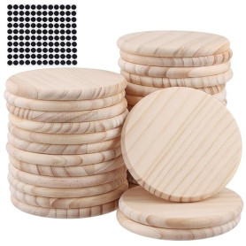 FUNSUEI Dessous de verre bois - Lot de 30 ronds 10 cm avec tapis antidérapant - Sous verre pour tasses, bols, plantes, bougies -