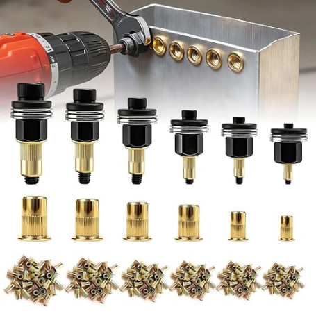 186 Pièces Écrous à Tête de Rivet à Main Ensemble M3 M4 M5 M6 M8 M10 | Outil Manuel à Sertir les Écrous Insert Fileté
